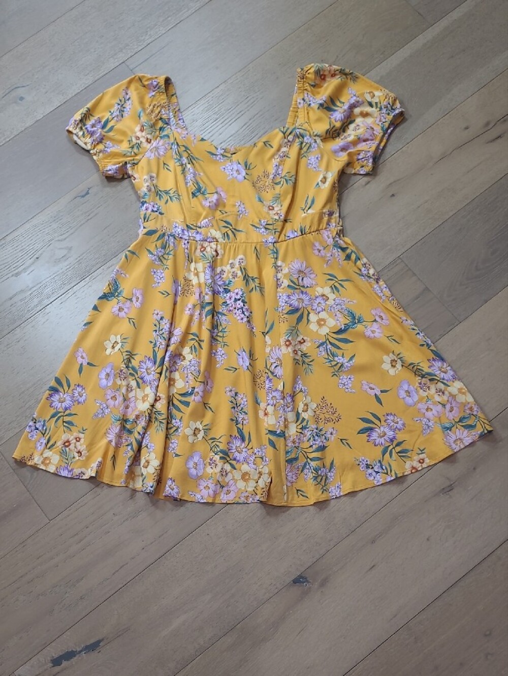 NWT Torrid Cherish Floral Skater Dress Women's sz 1X Mini Stretch Challis Yellow